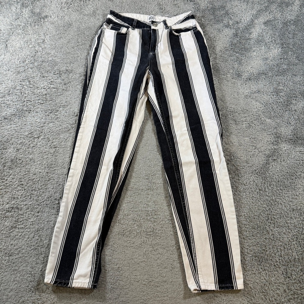 BDG Urban Outfitters Womens W26 Striped Mom Jeans Black White High Rise Pants